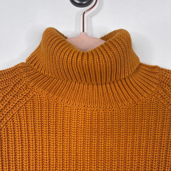 2/$30 ZARA Purl Knit Cotton Turtle Neck Sweater Medium Orange Long Sleeve #6174 - Picture 4 of 14